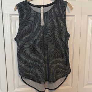 lululemon athletica Black & Gray Swirl Mesh Tank